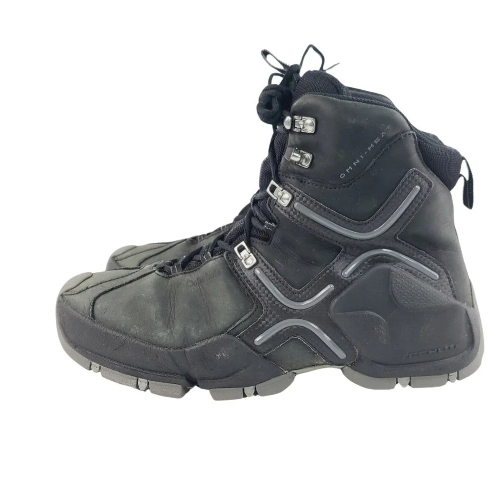 Columbia, Lace Up Round Toe Hiking Boots / Trail Shoes Mens Size 10.5 Black Grey